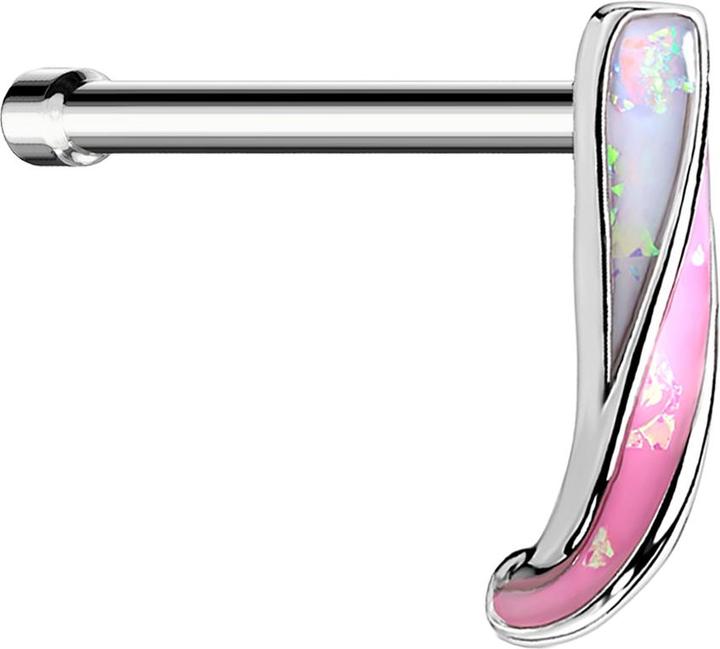 Produktbild Star Piercing Nasenstecker gerade silber Opal Glitter verdreht pink (Chirurgenstahl 316L, Messing)