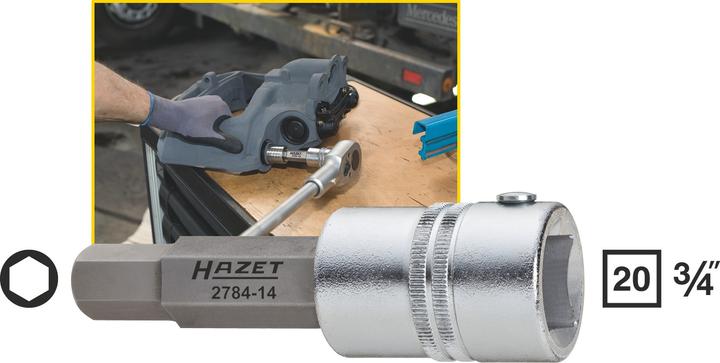 Produktbild HAZET Bremssattel Schraubendreher-Steckschlüsseleinsatz 2784-14 ∙ Vierkant20 mm (3/4 Zoll) ∙ Innen … (14 mm)