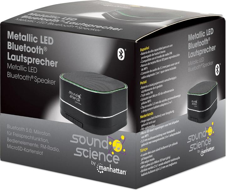 Immagine prodotto Manhattan Altoparlante Bluetooth® a LED metallico della Scienza del Suono (6 h, Batteria)