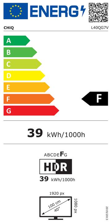 Label énergétique CHiQ L40QG7L QLED (zéro cm(zéro pouce)) (40", QLED)