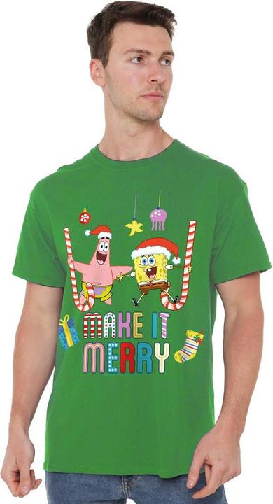 Actual product image Spongebob Squarepants Mens Make It Merry Patrick Star Christmas T-Shirt (4XL)