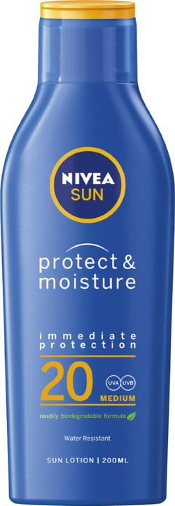 Actual product image NIVEA Sun Protect & Moisture (Suntan cream, SPF 20, 200 ml, 300 g)