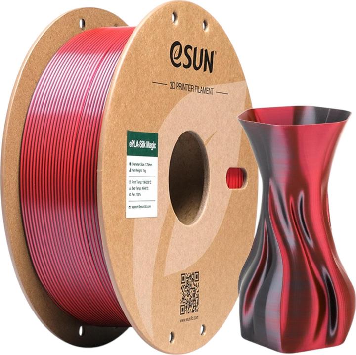 Actual product image eSUN EPLA-SILK MAGIC 1,75mm BLACK RED 1kg (PLA, 1.75 mm, 1000 g, Multicoloured)