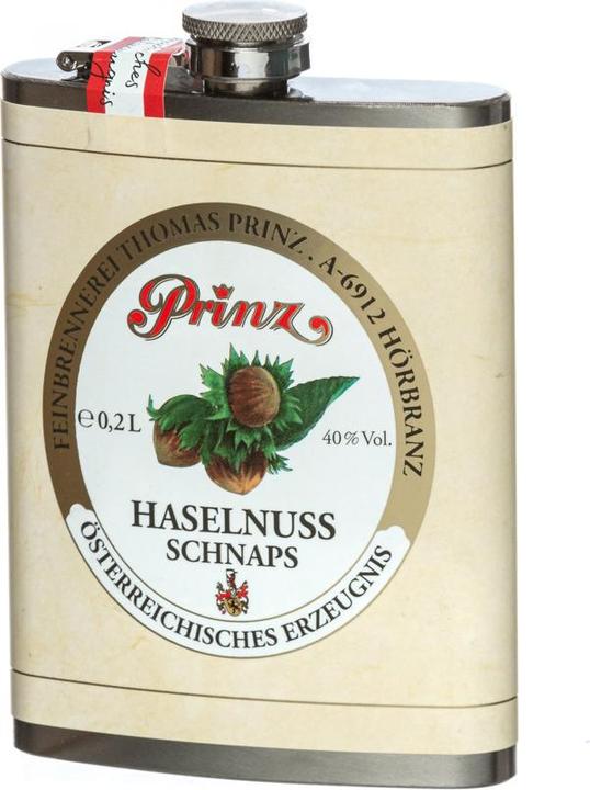 Actual product image Prinz Hip flask hazelnut schnapps 0.2l