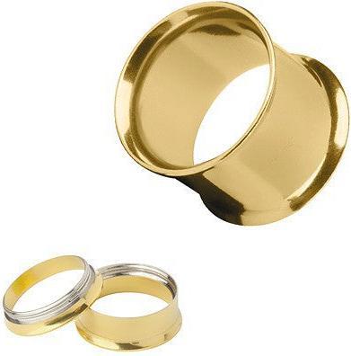Produktbild Hermex 8mm Ohr Plug Expander Dehnungsstecker Piercing DOUBLE FLARED TUBE Titanium - Goldig (Titan)
