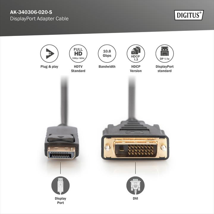 Produktbild Digitus DisplayPort — DVI (2 m, DisplayPort)