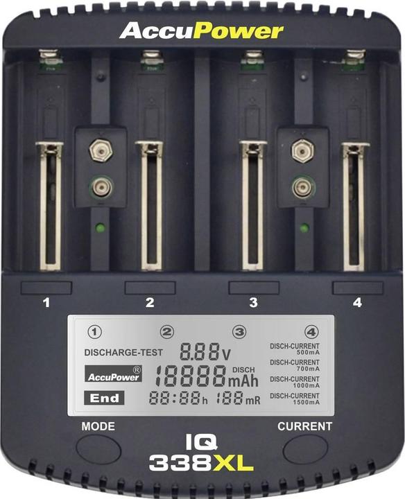 Produktbild AccuPower Rundzellen-Ladegerät NiCd, NiM (1 Stk., 14500, 18650, CR123A, AA, Ladegerät inkl. Akku)