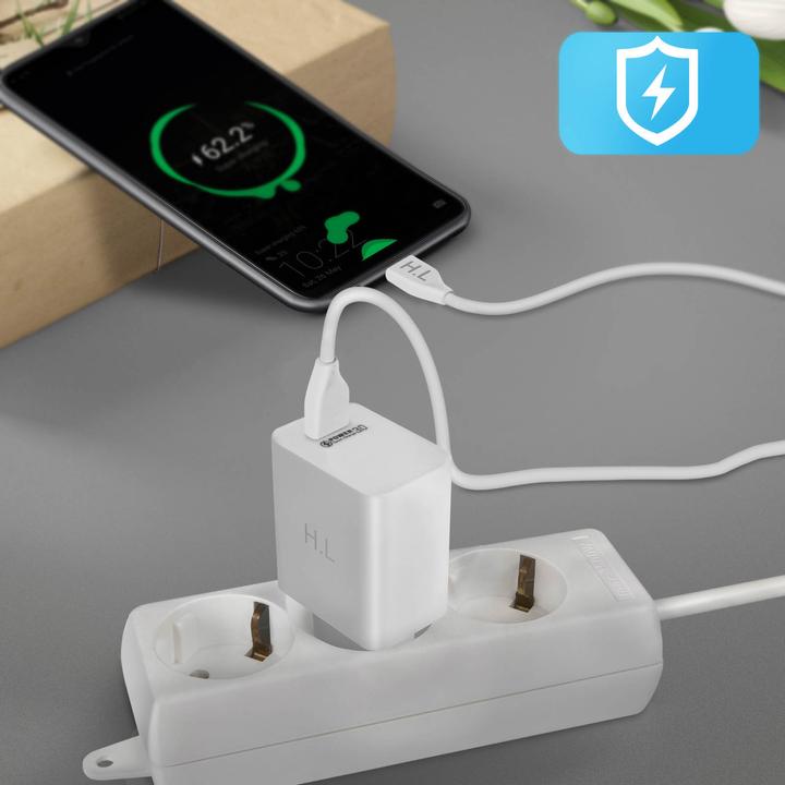 Image du produit Avizar Adaptateur secteur Qualcomm Quick Charge 3.0 3A + câble USB-C (18 W)