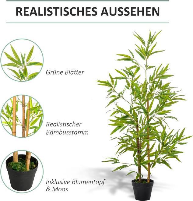 Produktbild Swisshandel24 Künstlicher Bambus Kunstpflanze Dekoration Kunstbaum Baumdekoration 120cm (120 cm)