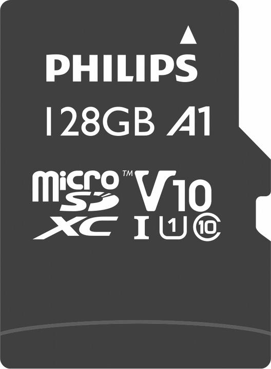 Actual product image Philips MicroSDXC Class 10 UHS-I U1 with adapter (128 GB, microSDXC, U1, UHS-I)