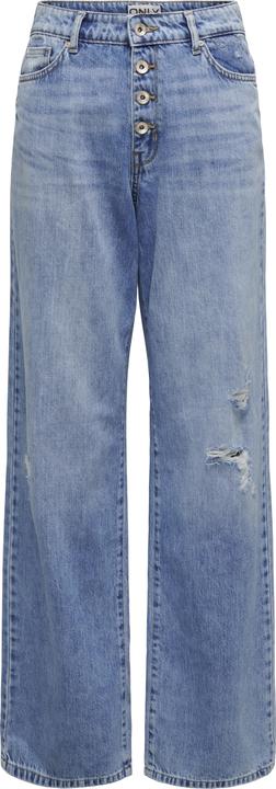 Only Weiter Beinschnitt Hohe Taille Offener Saum Jeans Weit geschnitten jeans