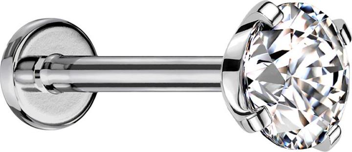 Produktbild Star Piercing Micro Threadless Labret silber mit Kristall silber gefasst (ohne Messing, Titan G23)