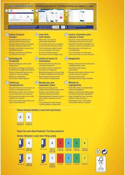 Actual product image Avery Folder insertion labels