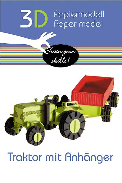 Actual product image Fridolin 3-D paper model "Tractor with trailer"