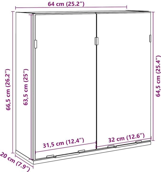 Immagine prodotto VidaXL Bad-Spiegelschrank Artisan-Eiche 64x20x66,5 cm Holzwerkstoff
