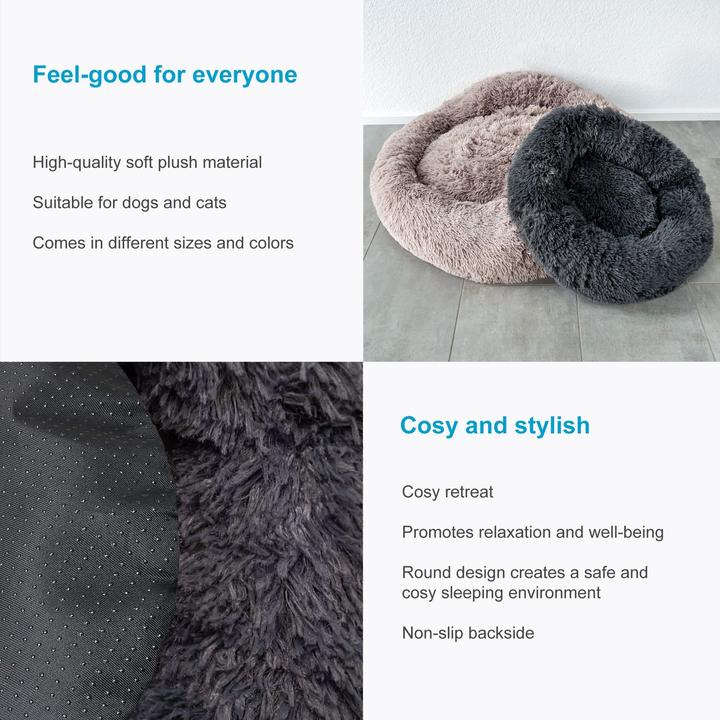 Actual product image Intirilife Pet Bed in Grey Diameter 100 cm (Cat, Dog)