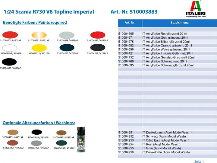 Immagine prodotto Italeri Scania R730 V8 Topline IMPERIAL