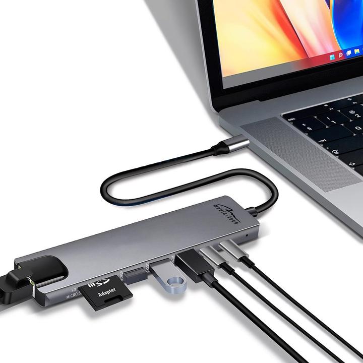 Actual product image Media-Tech USB HUB 8 IN 1 GIGA LAN HUB MT5046 (USB-C)