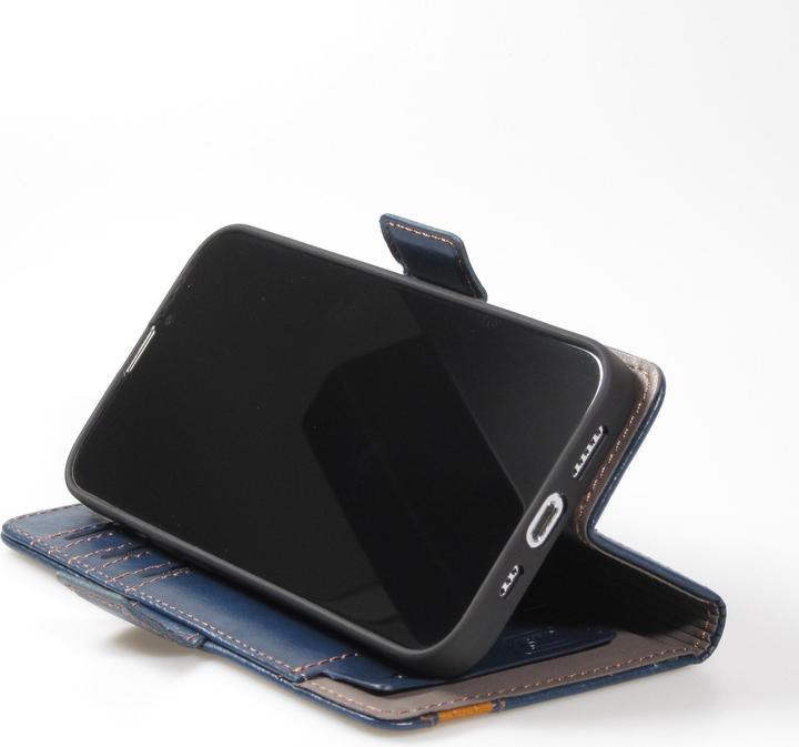 Image du produit PhoneLook Etui cuir Flip Wallet en cuir véritable avec stripe design et compartiment à cartes (Apple iPhone 15)