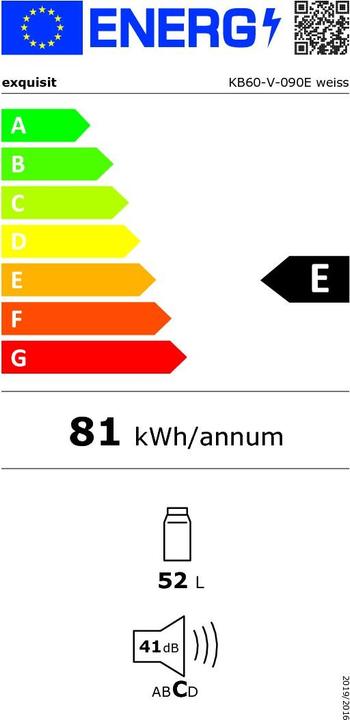 Energy Label Exquisit KB60-V-090E whitePV (52 l)