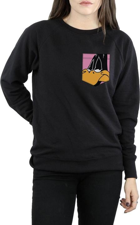 Immagine prodotto Looney Tunes Daffy Duck Face Faux Pocket Felpa Donna (S)