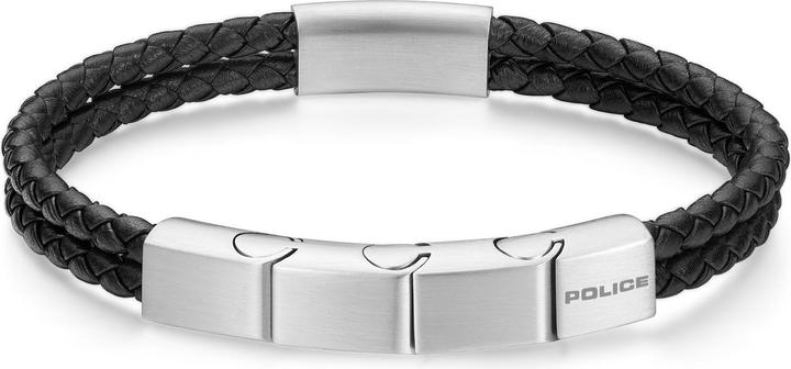 Police Parallel Armband (19 cm, Edelstahl, Leder)