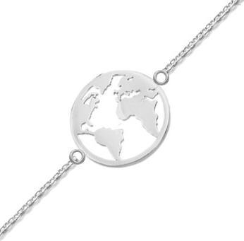 Passion Silbernes Rhodie-Armband – Weltkarte (MAT BIJOU, Matériel exact)
