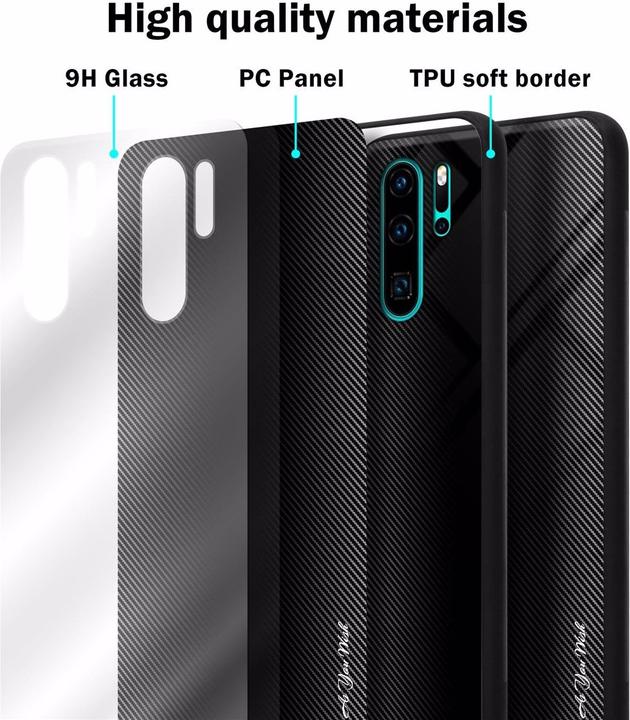 Actual product image Cadorabo TPU Striped Glass Cover (Huawei P30 Pro)