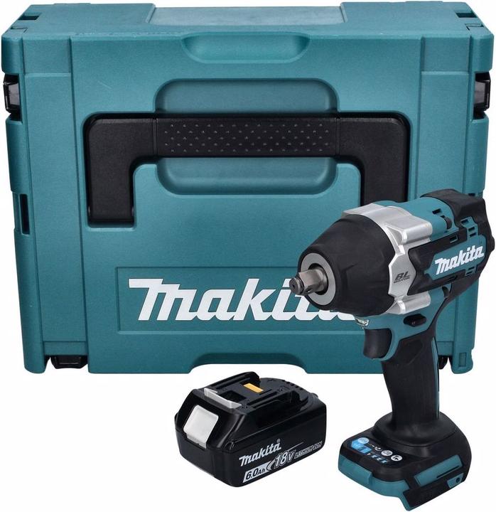 Actual product image Makita DTW 700 G1J Battery impact wrench 18 V 700 Nm 1/2" XPT Brushless + 1x battery 6.0 Ah + Makpac - o (Rechargeable battery operated)