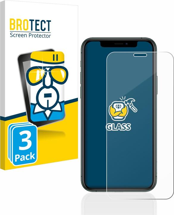 Actual product image BROTECT Armoured tempered glass screen protector (3 Piece, Apple iPhone 11 Pro)