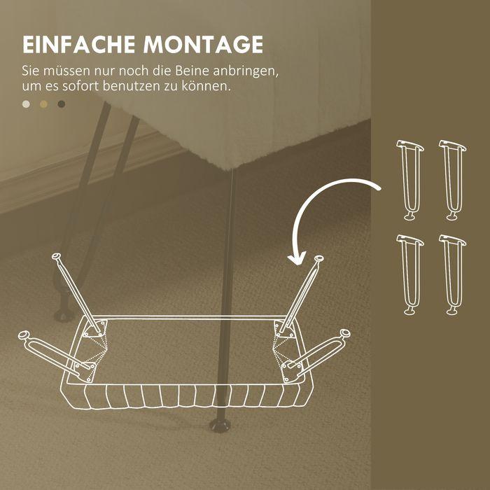 Immagine prodotto Swisshandel24 Panca, pelliccia sintetica, gambe in metallo, panca per scarpe, 82x30x47cm, bianco crema (82 cm)