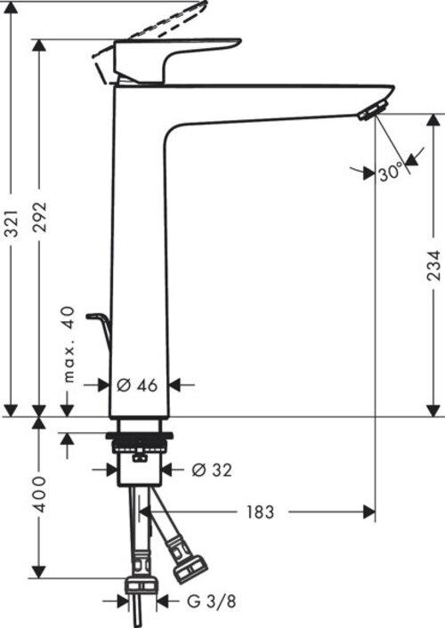 Image du produit hansgrohe HG EH-WT-MI TALIS E 240 avec vidage G 1 1/4pouce noir mat