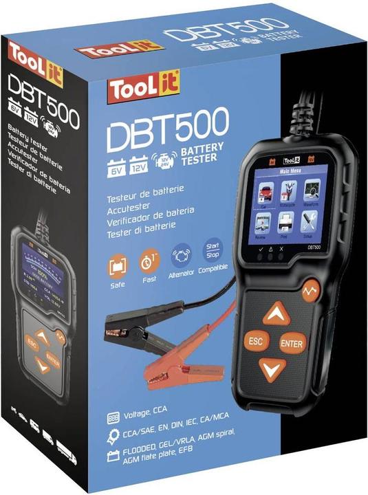 Immagine prodotto Toolit DBT500 tester per batterie auto 6 V, 12V, controllo alternatore, monitoraggio carica