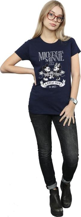 Actual product image Disney Womens/Ladies Mickey And Minnie Mouse Great Pair Cotton T-Shirt (XL)