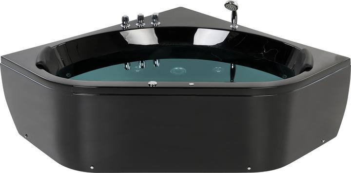 Actual product image Beliani Whirlpool bath black corner model with LED 140 x 140 cm MEVES (300 l, 140 cm)