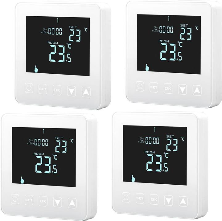 Image du produit Casativo Thermostat mural pour chauffage au sol, touches tactiles, écran LCD, programmable, lot de 4