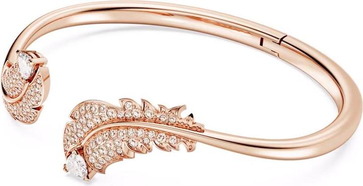 Produktbild Swarovski Nice Armreif Feder Weiss Roségold (16 cm, Swarovski Metall)