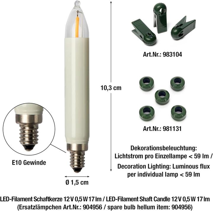 Image du produit Hellum Chaîne de bougies filament LED 20flg extérieur (22 m)