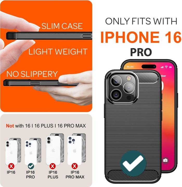 Actual product image Nalia Carbon look silicone cover (Apple iPhone 16 Pro)