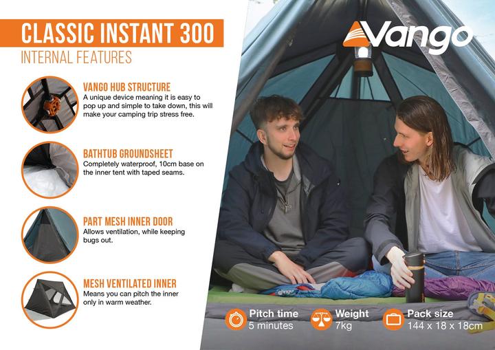 Image du produit Vango Classic Instant 300 (Tente tunnel, 7 kg, 3 personnes)