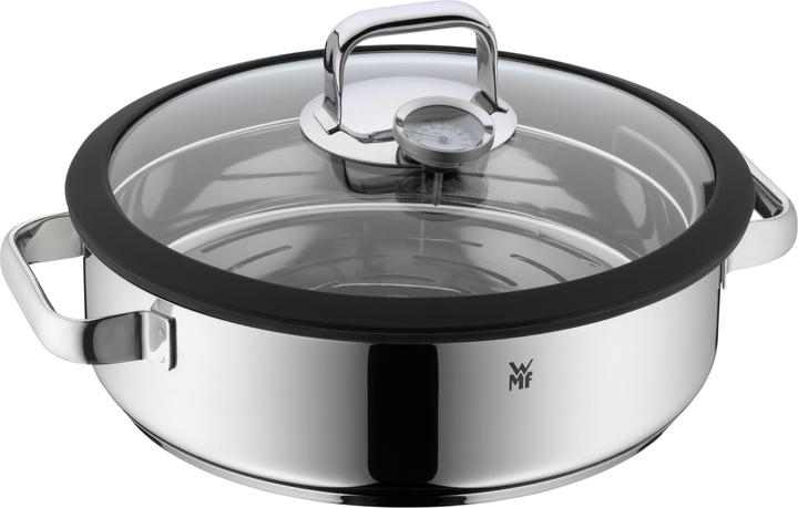 WMF Kochtopf Dampfgarer rund 28cm Glasdeckel Silikonrand Vitalis Edelstahl (EU-Stecker)