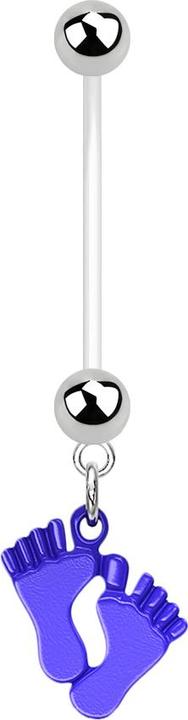 Immagine prodotto Star Piercing Banana Gravidanza con Piedi di Bimbo Blu (senza ottone, Bioflex, Acciaio chirurgico 316L)