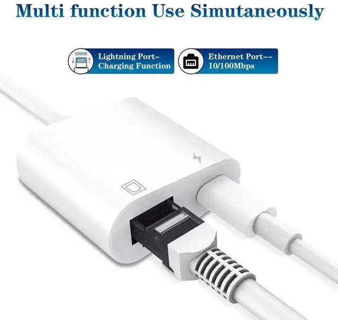 Image du produit PhoneLook Adaptateur multiport Lightning vers RJ45 Ethernet LAN avec port d'alimentation USB-C
