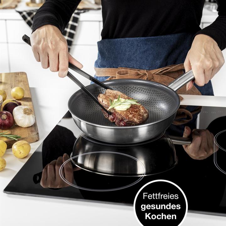 Image du produit Moritz & Moritz Poêle en acier inoxydable à structure alvéolaire 24cm avec revêtement céramique de dernière (Ensemble de casseroles et de poêles de cuisson, Acier inoxydable)