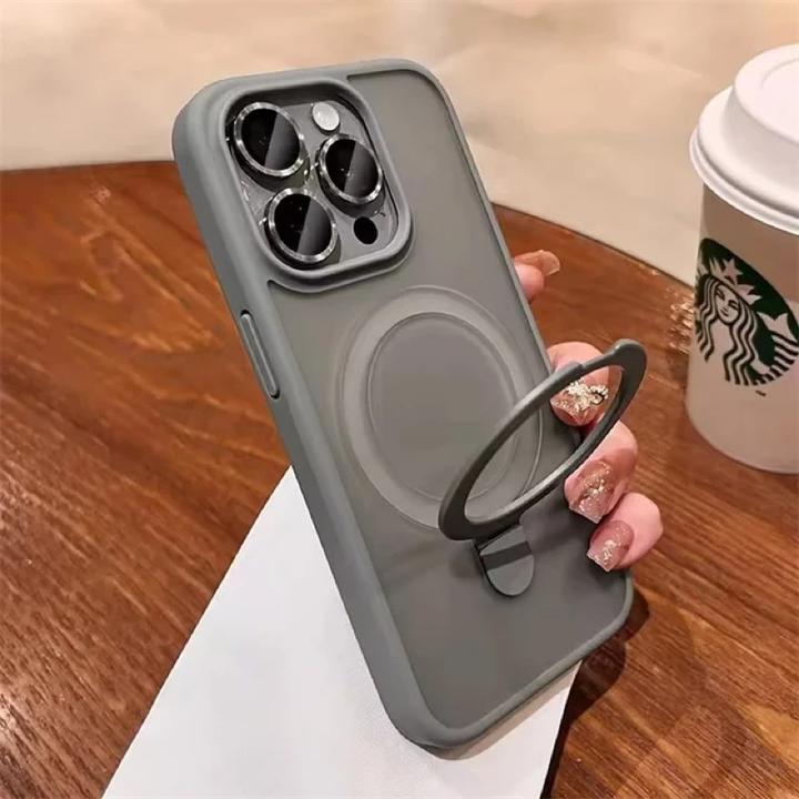 Produktbild RPD Apple iPhone 16 Pro Max - MagSafe Stand Etui mit Kameraschutz, grau, matt (Apple iPhone 16 Pro Max)