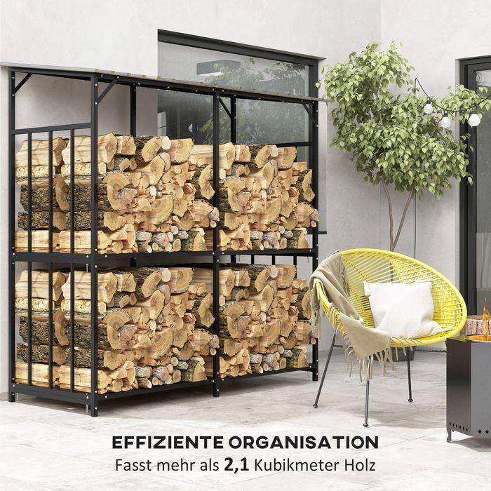 Actual product image Swisshandel24 Kaminholzregal aussen, Kaminholzunterstand 1,17 m³ Brennholzregal mit Metalldach
