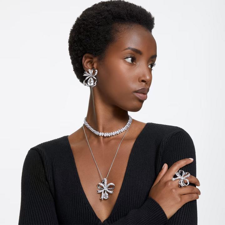 Produktbild Swarovski Volta Halskette Schleife Gross Weiss (Swarovski Metall, 65 - 75 cm)