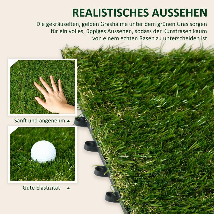 Produktbild Outsunny Kunstrasen 10er Stecksystem Set mit Drainagefunktion und 11.000 Fasern (10 x)