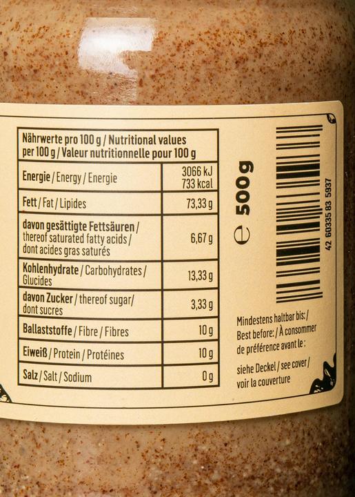Nutritional values and ingredients KoRo Pecan butter made from roasted pecans (500 g)