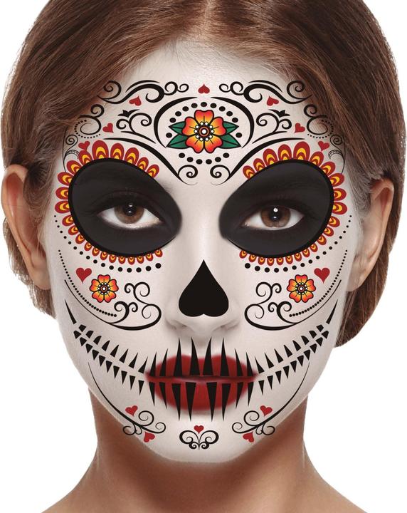 Actual product image Fiesta Sugar Skull Catrina face tattoo (One size)